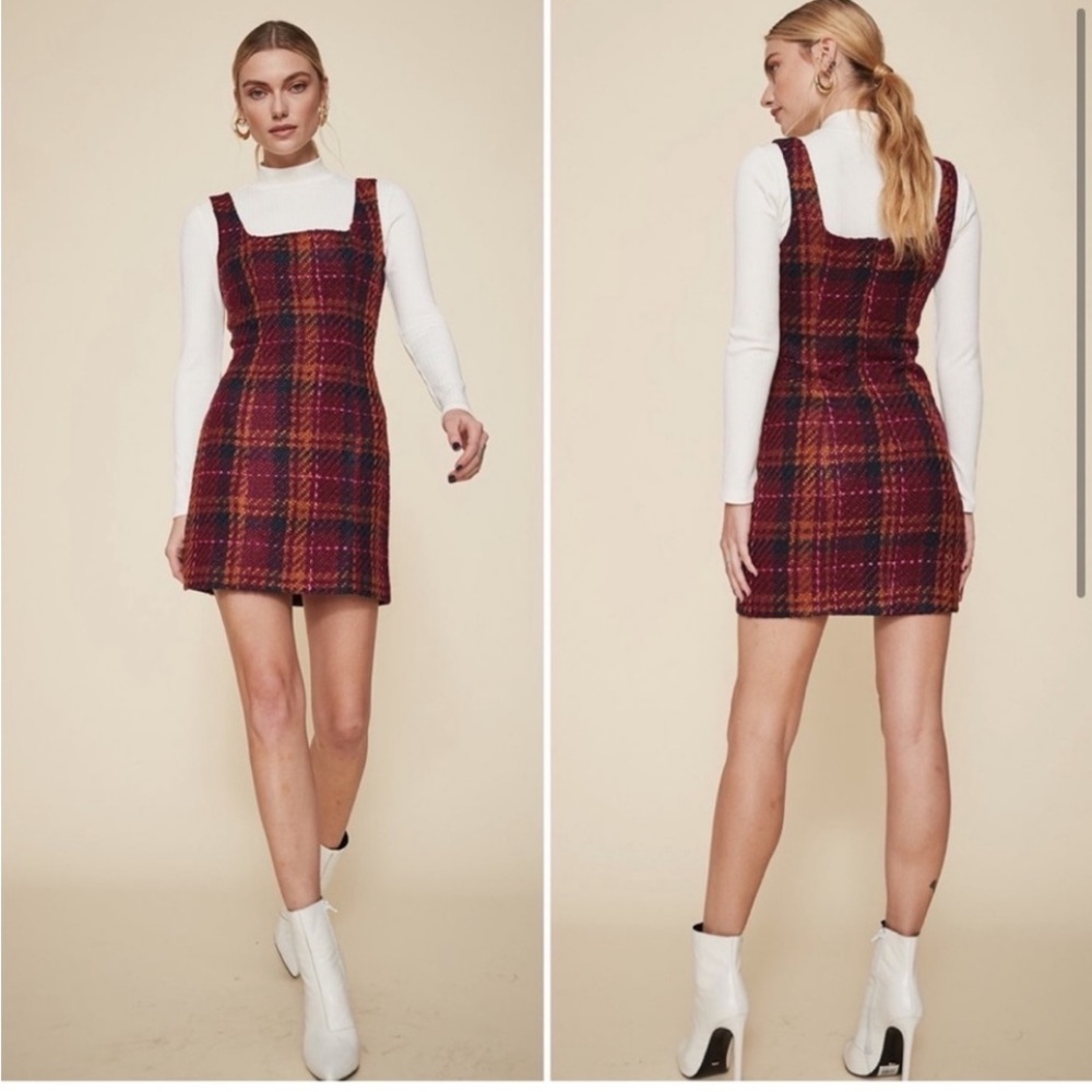 LPA Tweed Plaid Mini Dress size Medium - Picture 3 of 8